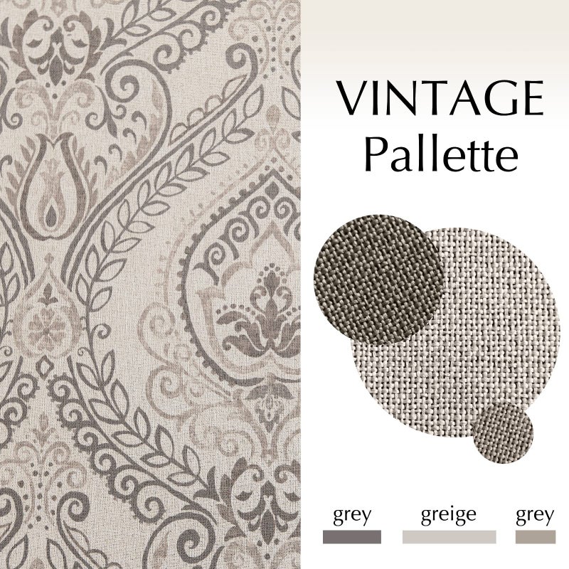 jinchan Linen Textured Curtains for Living Room Darkening 63 Inch Length, Medallion Drapes for Bedroom, Damask Pattern Window Treatments Vintage Curtain Panels, 2 Panels Grey on Greige - Image 4